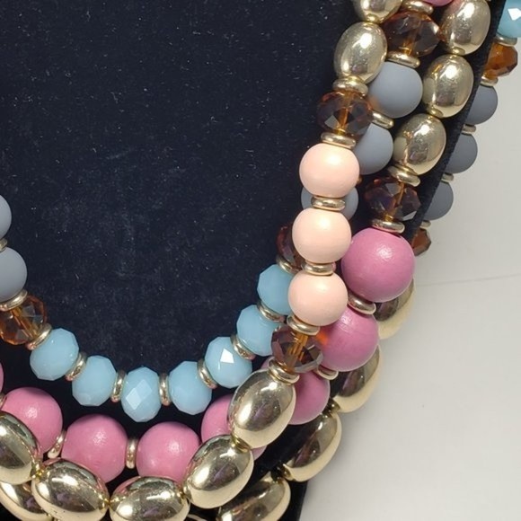 Multicolor Layered Beaded Necklace & Gold Drop Earrings – Statement Fashion Set - Picture 7 of 14